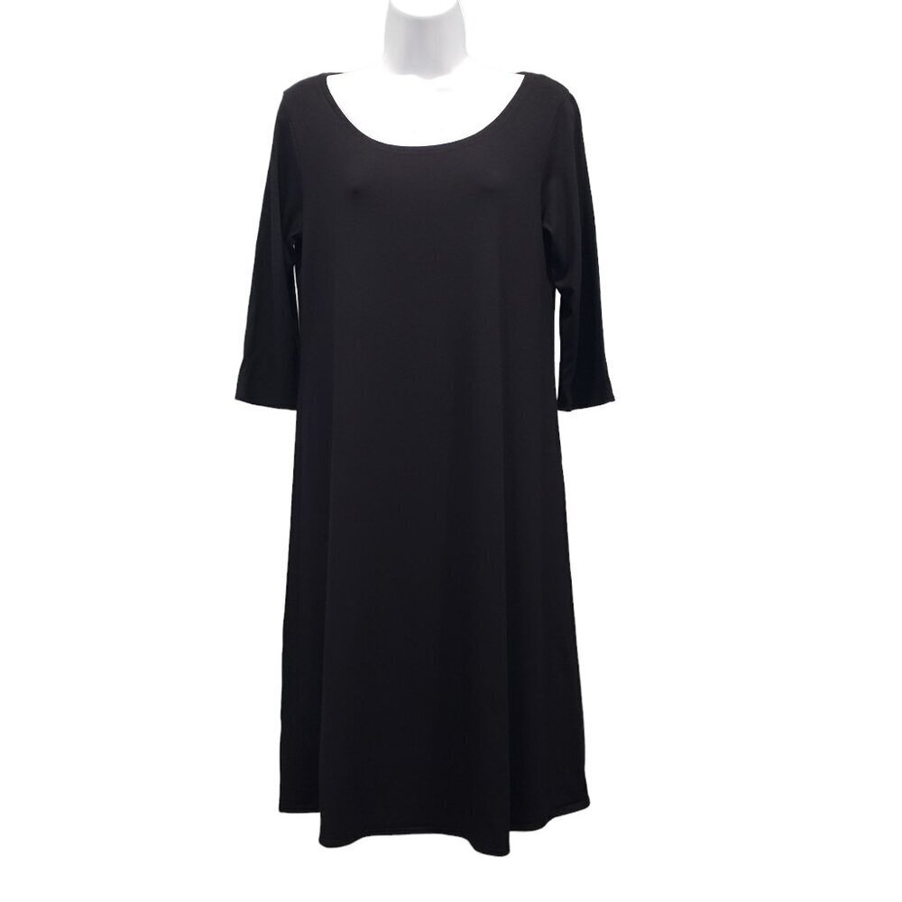 Eileen Fisher Jersey‎ Knit Tunic Dress Stretch Viscose Minimalist Black Size S/P